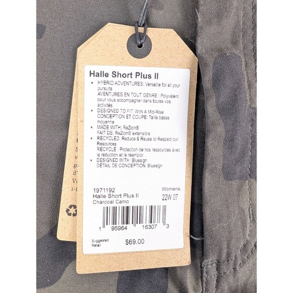 Prana Shorts Womens 22W Charcoal Camo Halle Short Plus II NWT - Picture 4 of 6
